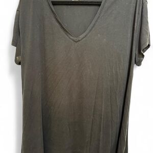 Ava & Viv Women's Black V-Neck Comfortable Oversized Modal T-shirt 2X - EUC